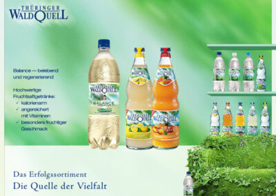 Thüringer Waldquell-Präsentation-Flaschen